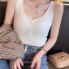 2022 Summer Casual Slim Buttons Ladies Knitted Tank Tops - Image 2