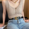 2022 Summer Casual Slim Buttons Ladies Knitted Tank Tops