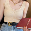 2022 Summer Casual Slim Buttons Ladies Knitted Tank Tops - Image 3
