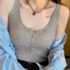 2022 Summer Casual Slim Buttons Ladies Knitted Tank Tops - Image 9