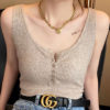 2022 Summer Casual Slim Buttons Ladies Knitted Tank Tops - Image 10