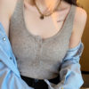 2022 Summer Casual Slim Buttons Ladies Knitted Tank Tops - Image 5