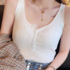 2022 Summer Casual Slim Buttons Ladies Knitted Tank Tops - Image 11