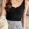 2022 Summer Casual Slim Buttons Ladies Knitted Tank Tops - Image 6