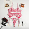 3 Pieces Push Up Embroidery Lingerie For Woman - Image 2