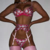 3 Pieces Push Up Embroidery Lingerie For Woman - Image 5