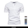 100% Cotton Henry Collar T Shirt Men