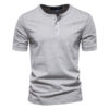 100% Cotton Henry Collar T Shirt Men - Image 10