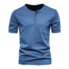 100% Cotton Henry Collar T Shirt Men - Image 11