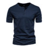 100% Cotton Henry Collar T Shirt Men - Image 13
