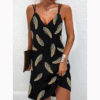 Feather Printed Mini Sling Dress - Image 9