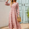 Summer Casual O Neck Long Sleeve Dress