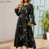 Summer Casual O Neck Long Sleeve Dress - Image 4