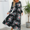 Summer Casual O Neck Long Sleeve Dress - Image 5