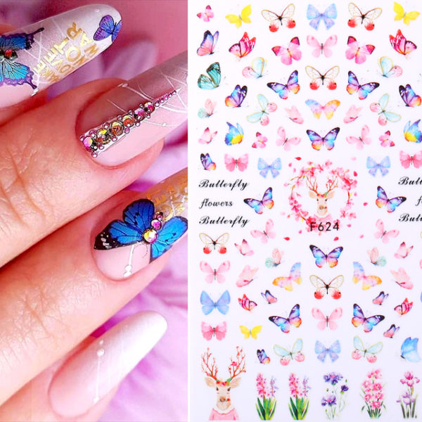 1 Sheet Blue Butterfly 3d Nail Stickers - Image 17