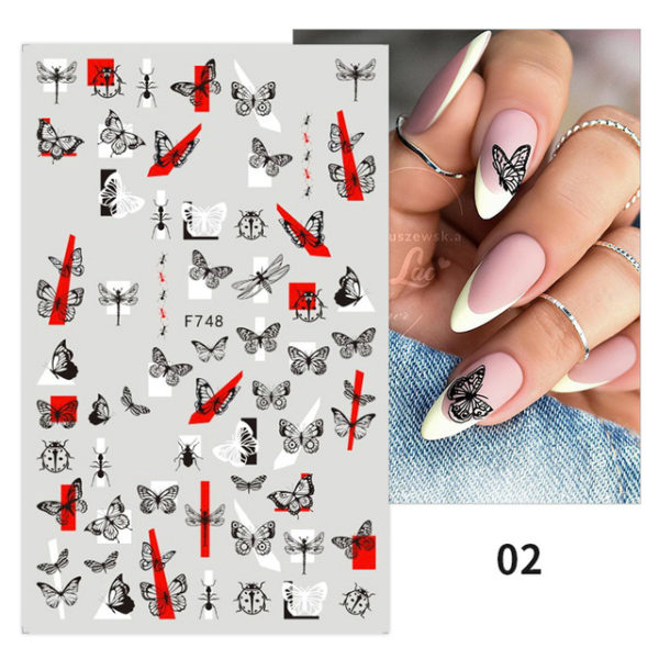 1 Sheet Blue Butterfly 3d Nail Stickers - Image 18