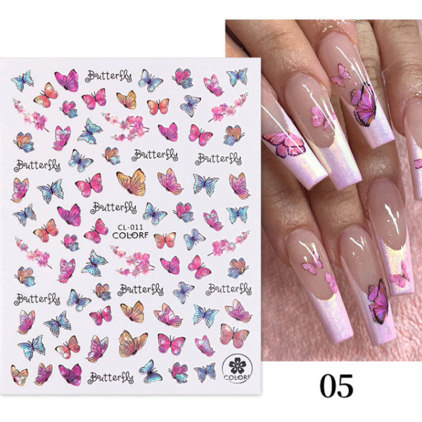 1 Sheet Blue Butterfly 3d Nail Stickers - Image 20