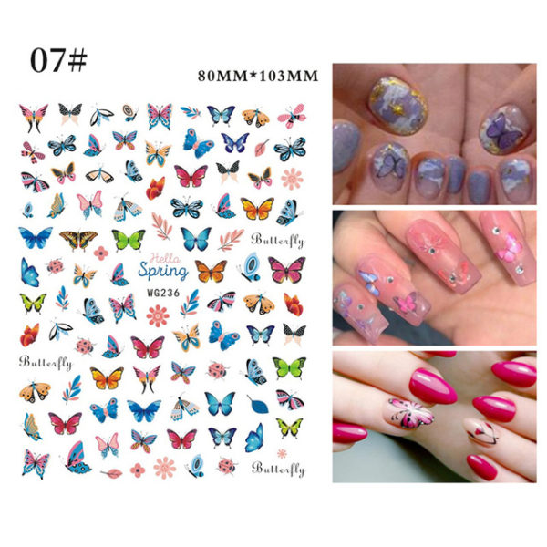 1 Sheet Blue Butterfly 3d Nail Stickers - Image 24