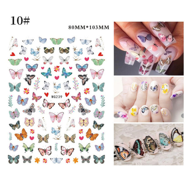 1 Sheet Blue Butterfly 3d Nail Stickers - Image 25