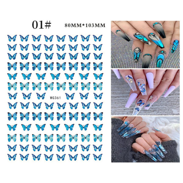 1 Sheet Blue Butterfly 3d Nail Stickers - Image 26