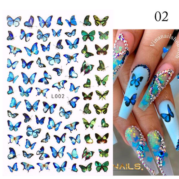 1 Sheet Blue Butterfly 3d Nail Stickers - Image 9