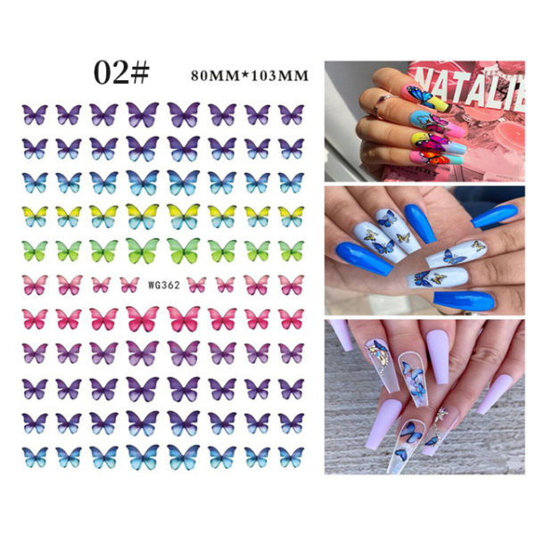 1 Sheet Blue Butterfly 3d Nail Stickers - Image 27