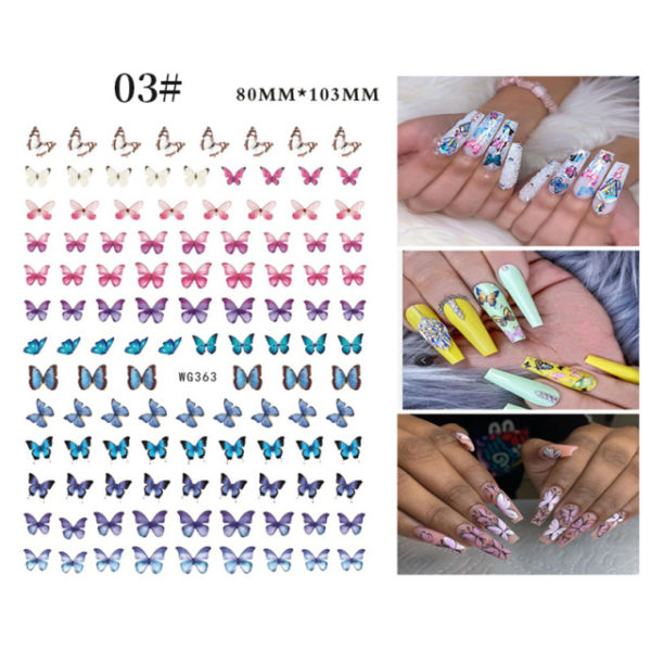 1 Sheet Blue Butterfly 3d Nail Stickers - Image 28