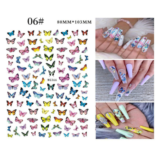 1 Sheet Blue Butterfly 3d Nail Stickers - Image 31