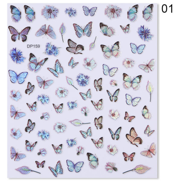 1 Sheet Blue Butterfly 3d Nail Stickers - Image 32