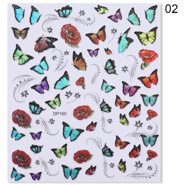 1 Sheet Blue Butterfly 3d Nail Stickers - Image 33