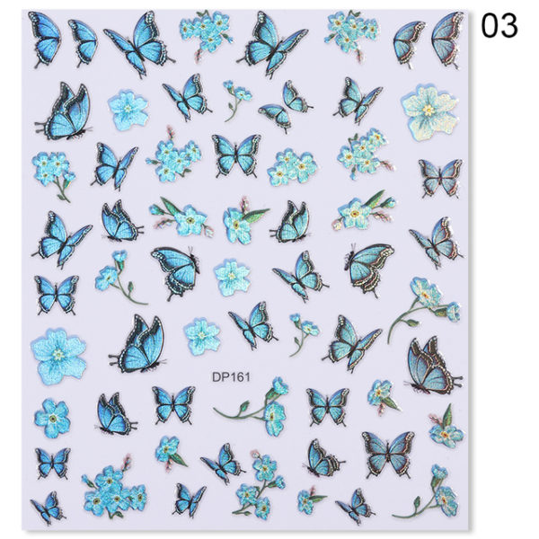 1 Sheet Blue Butterfly 3d Nail Stickers - Image 34