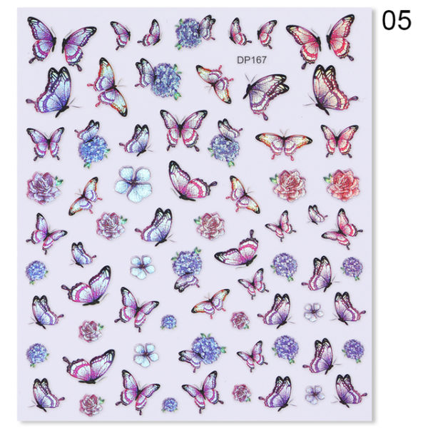 1 Sheet Blue Butterfly 3d Nail Stickers - Image 36