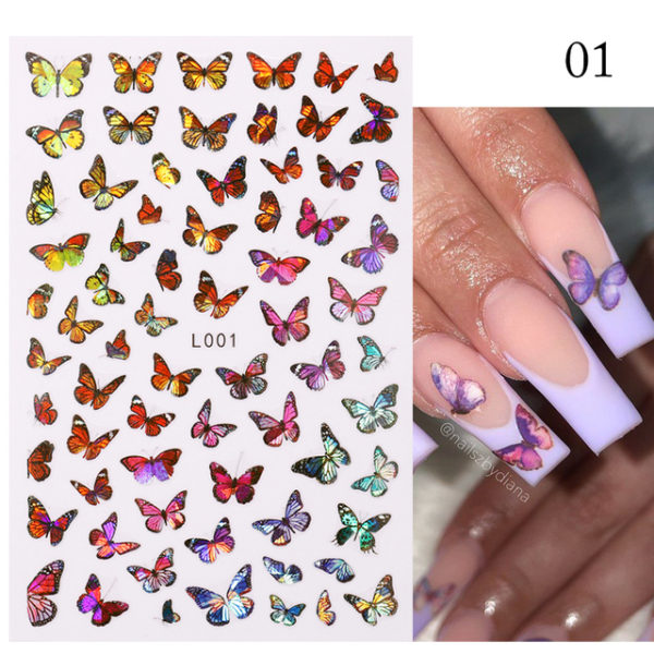 1 Sheet Blue Butterfly 3d Nail Stickers - Image 10