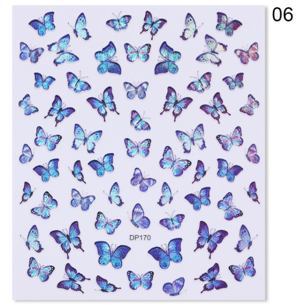 1 Sheet Blue Butterfly 3d Nail Stickers - Image 37