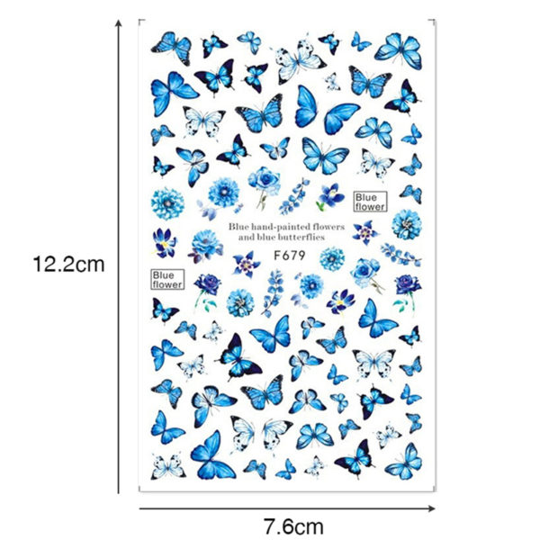 1 Sheet Blue Butterfly 3d Nail Stickers - Image 6